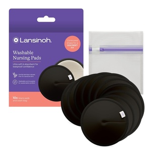 image:imageLansinoh Washable Nursing Pads Black Made with Organic Bamboo Viscose Reusable Breast Pads for Breastfeeding Includes Wash Bag 10 CountBlack